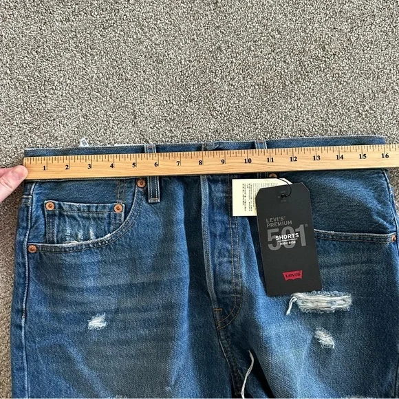 Levi's 501 High Rise Button Fly 100% Cotton Cut Off Drive Me Crazy Jean Short 30 - Picture 6 of 8
